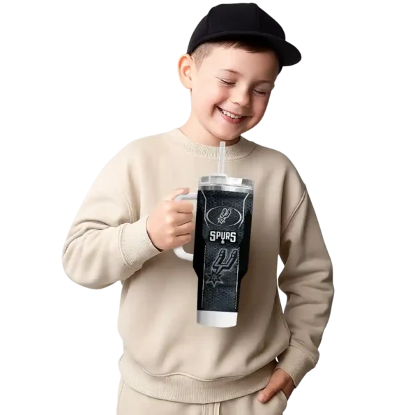 customized san antonio spurs hexagon armor silver curved tumbler latest model 1.webp