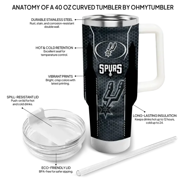 customized san antonio spurs hexagon armor silver curved tumbler new arrival 1.webp