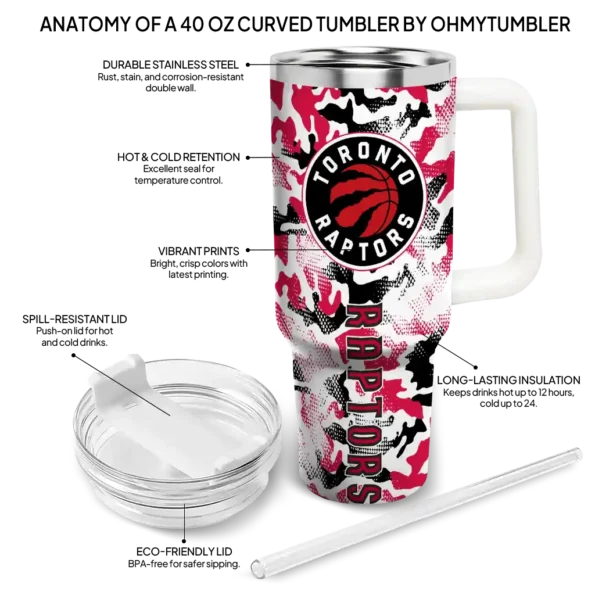 customized toronto raptors camo mashup red white curved tumbler new arrival 1.webp