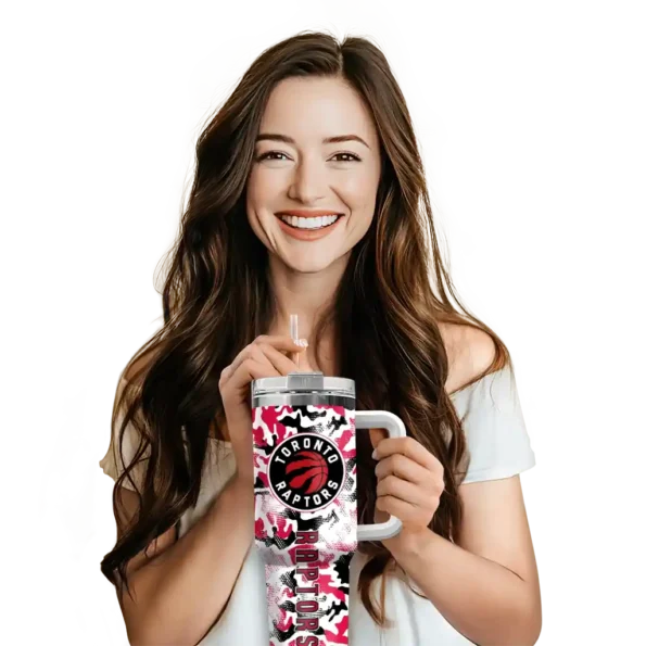customized toronto raptors camo mashup red white curved tumbler premium grade 1.webp