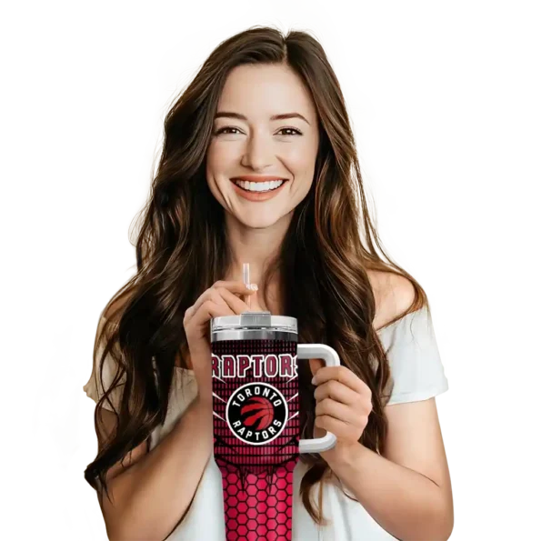 customized toronto raptors hex texture red curved tumbler premium grade 1.webp