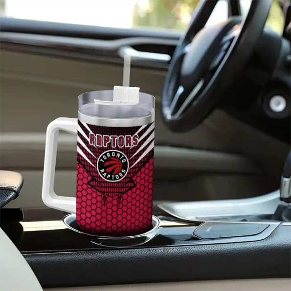 customized toronto raptors hex texture red curved tumbler trendy 1.webp