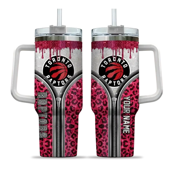customized toronto raptors leopard zipper red curved tumbler best selling 1.webp