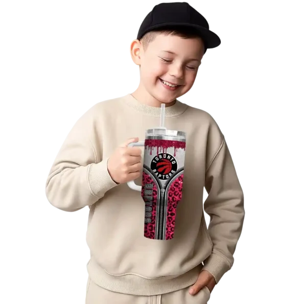 customized toronto raptors leopard zipper red curved tumbler latest model 1.webp
