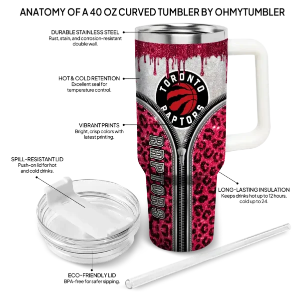 customized toronto raptors leopard zipper red curved tumbler new arrival 1.webp