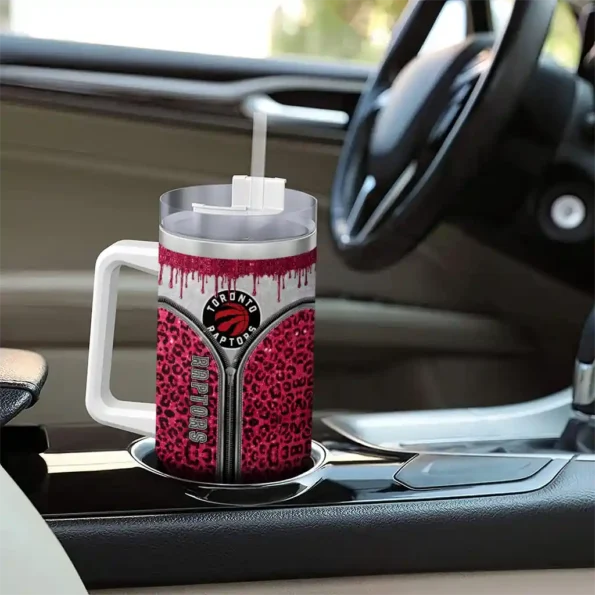 customized toronto raptors leopard zipper red curved tumbler trendy 1.webp