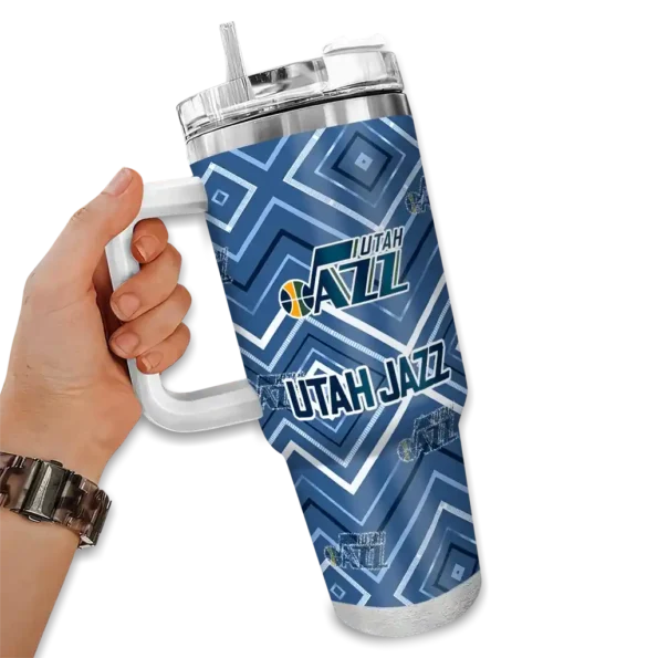 customized utah jazz bold diamonds navy curved tumbler fashion forward 1.webp