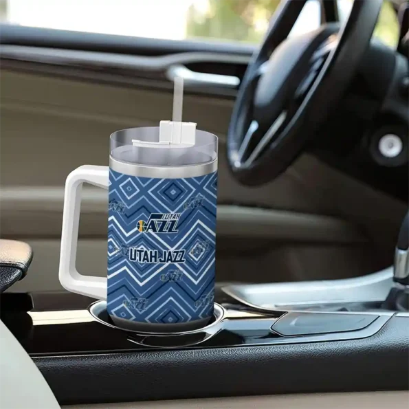 customized utah jazz bold diamonds navy curved tumbler trendy 1.webp