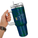 customized utah jazz burst swirl navy curved tumbler best selling 1.webp