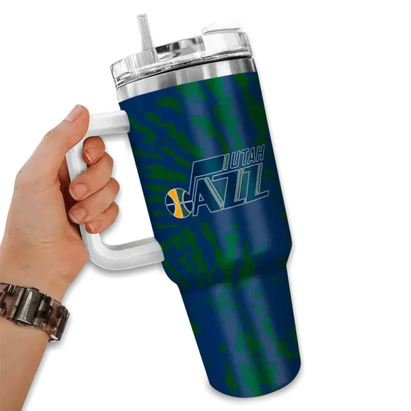 customized utah jazz burst swirl navy curved tumbler fashion forward 1.webp