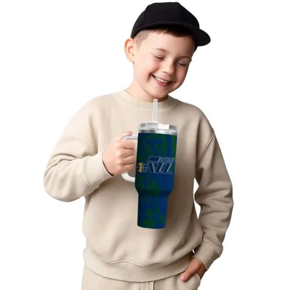 customized utah jazz burst swirl navy curved tumbler latest model 1.webp
