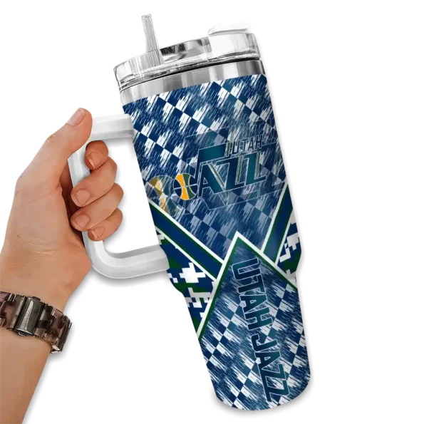 customized utah jazz chevron angle navy curved tumbler fashion forward 1.webp
