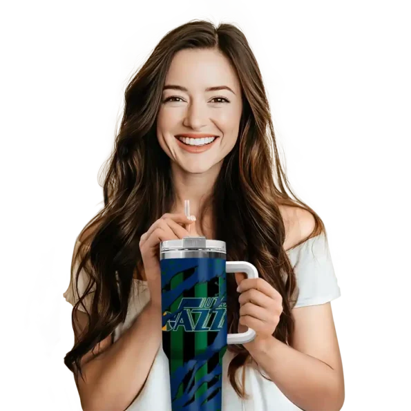 customized utah jazz claw cut navy black curved tumbler premium grade 1.webp