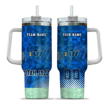 customized utah jazz geometric prism navy curved tumbler best selling 1.webp