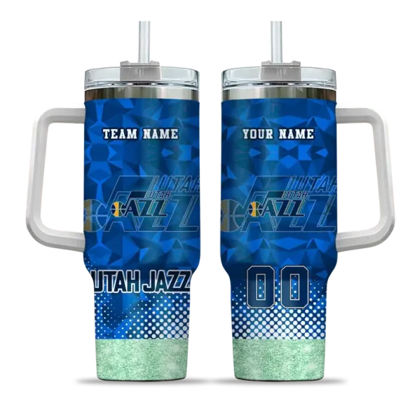 customized utah jazz geometric prism navy curved tumbler best selling 1.webp