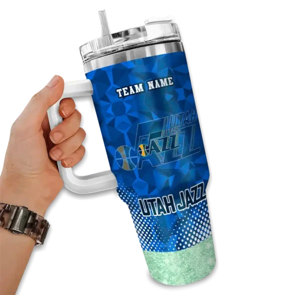 customized utah jazz geometric prism navy curved tumbler fashion forward 1.webp