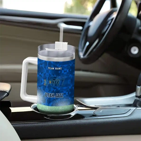 customized utah jazz geometric prism navy curved tumbler trendy 1.webp