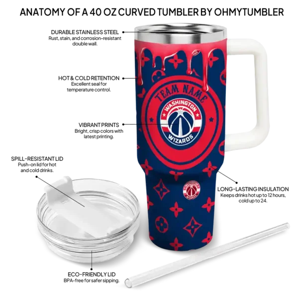 customized washington wizards bullseye drips blue curved tumbler new arrival 1.webp