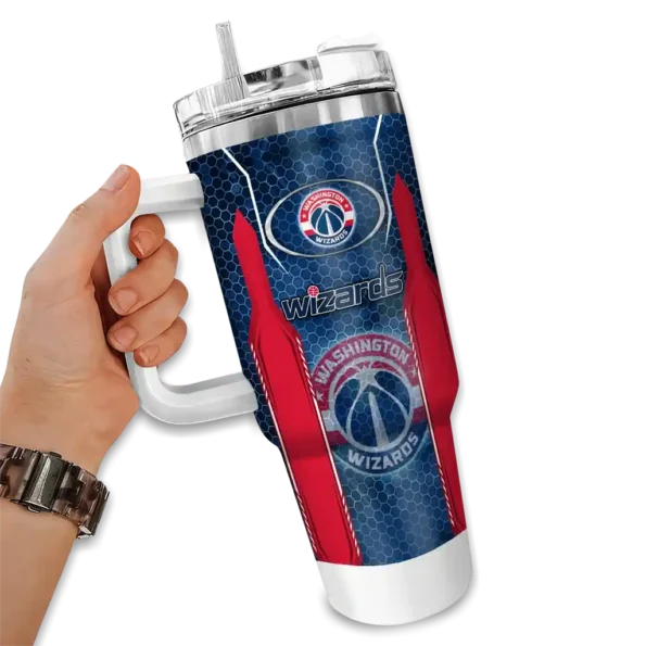 customized washington wizards hexagon armor blue curved tumbler fashion forward 1.webp