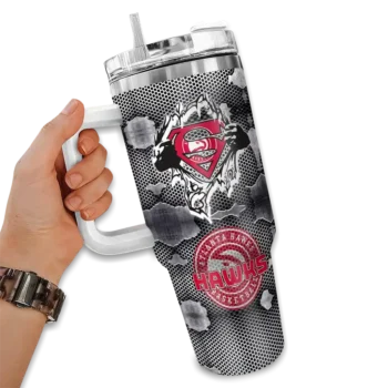 personalized atlanta hawks superman shield red gray curved tumbler fashion forward 1.webp