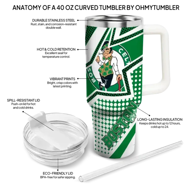 personalized boston celtics arrow burst green curved tumbler new arrival 1.webp