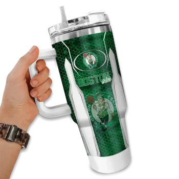 personalized boston celtics hexagon armor green curved tumbler fashion forward 1.webp