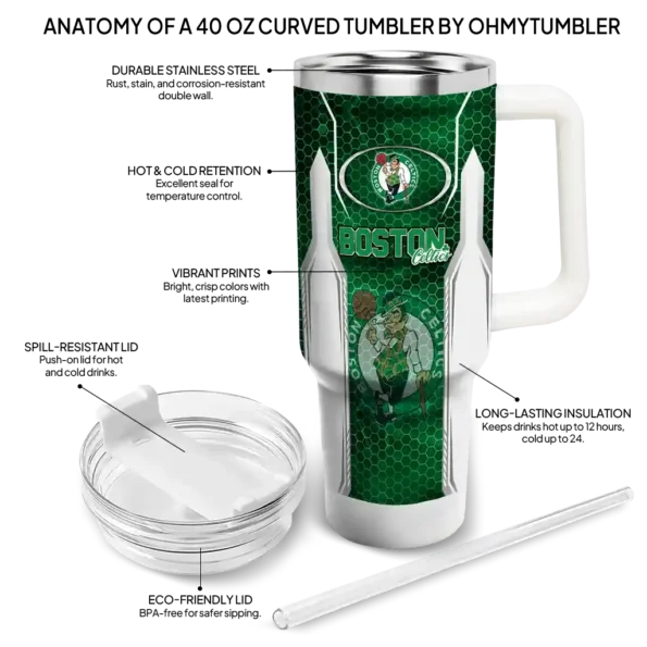 personalized boston celtics hexagon armor green curved tumbler new arrival 1.webp