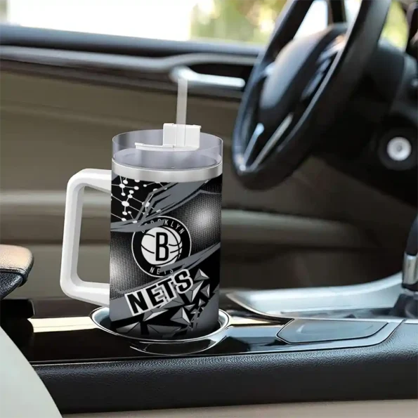 personalized brooklyn nets abstract paths black curved tumbler trendy 1.webp