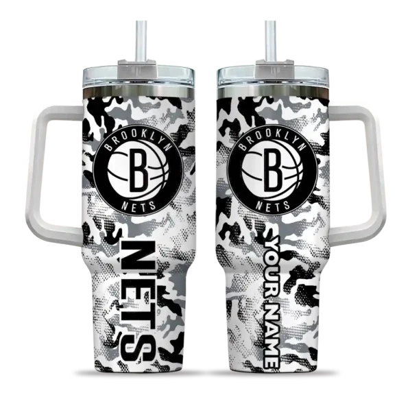 personalized brooklyn nets camo mashup black white curved tumbler best selling 1.webp