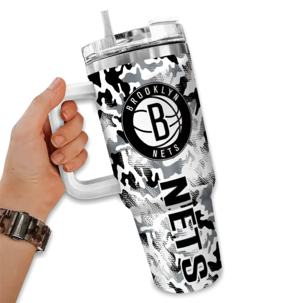 personalized brooklyn nets camo mashup black white curved tumbler fashion forward 1.webp