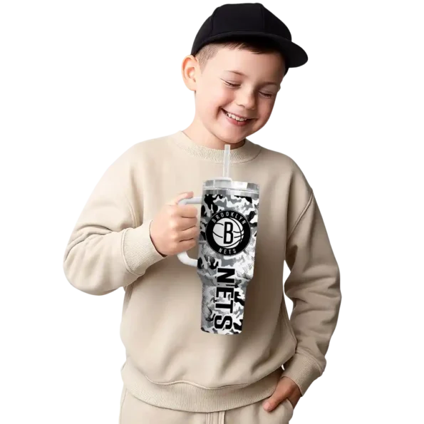 personalized brooklyn nets camo mashup black white curved tumbler latest model 1.webp
