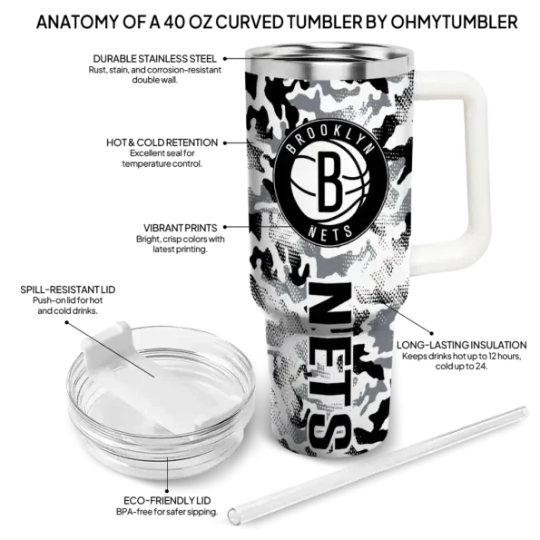 personalized brooklyn nets camo mashup black white curved tumbler new arrival 1.webp