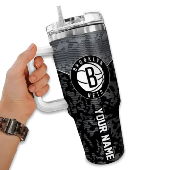 personalized brooklyn nets chevron stripe black curved tumbler fashion forward 1.webp
