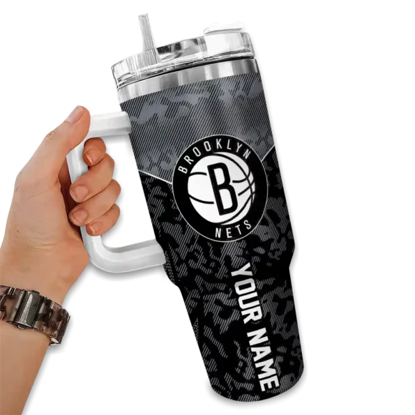 personalized brooklyn nets chevron stripe black curved tumbler fashion forward 1.webp