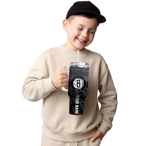 personalized brooklyn nets chevron stripe black curved tumbler latest model 1.webp