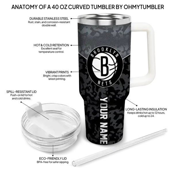 personalized brooklyn nets chevron stripe black curved tumbler new arrival 1.webp