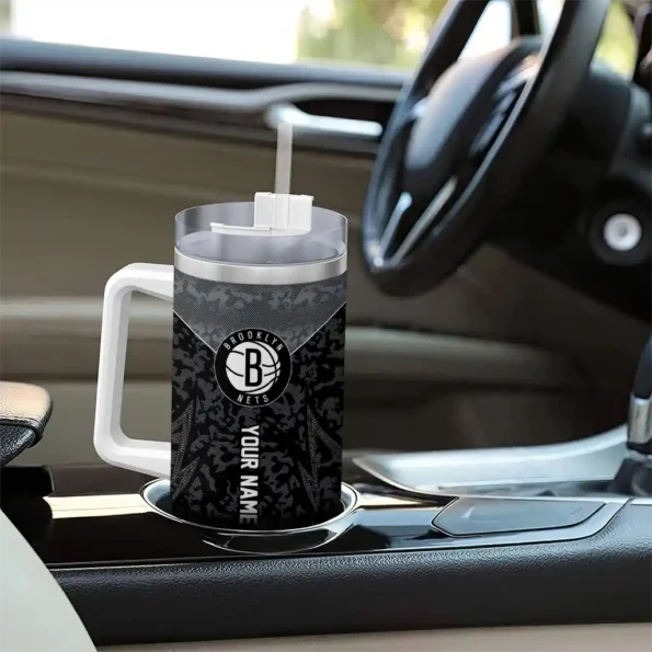 personalized brooklyn nets chevron stripe black curved tumbler trendy 1.webp