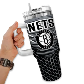 personalized brooklyn nets hex texture black curved tumbler fashion forward 1.webp