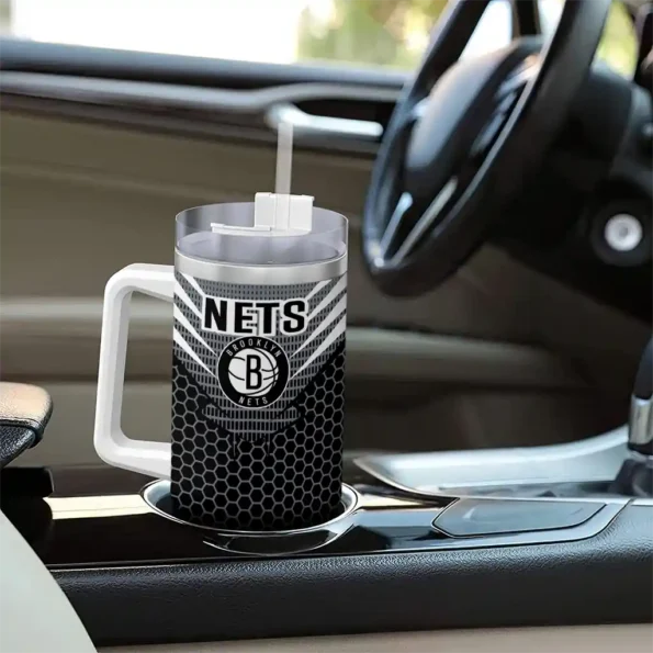 personalized brooklyn nets hex texture black curved tumbler trendy 1.webp