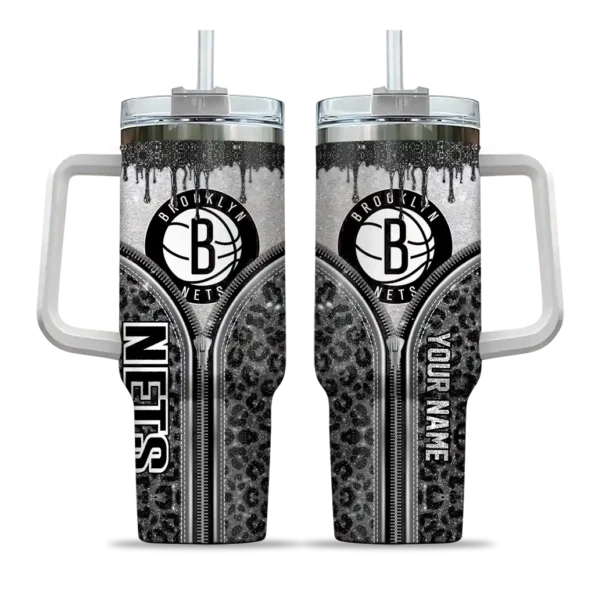 personalized brooklyn nets leopard zipper black curved tumbler best selling 1.webp