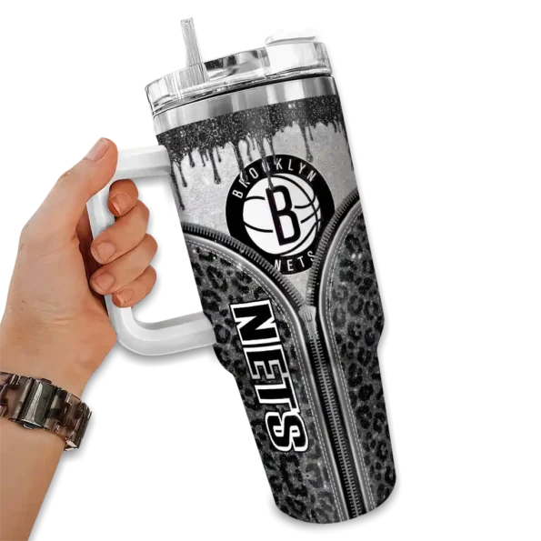 personalized brooklyn nets leopard zipper black curved tumbler fashion forward 1.webp