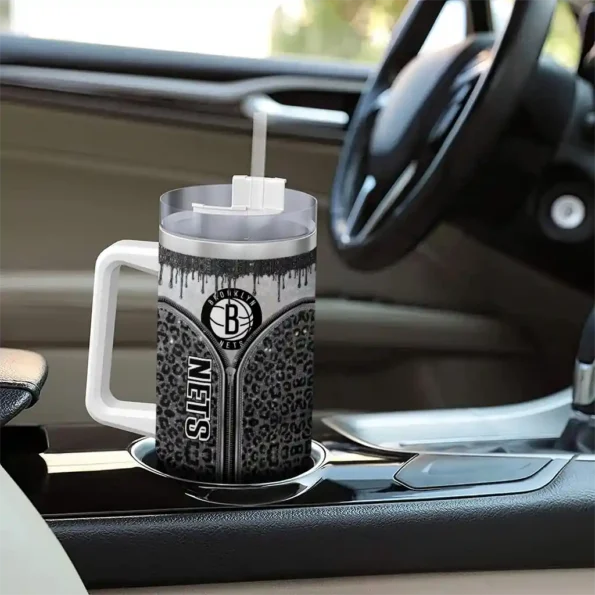 personalized brooklyn nets leopard zipper black curved tumbler trendy 1.webp