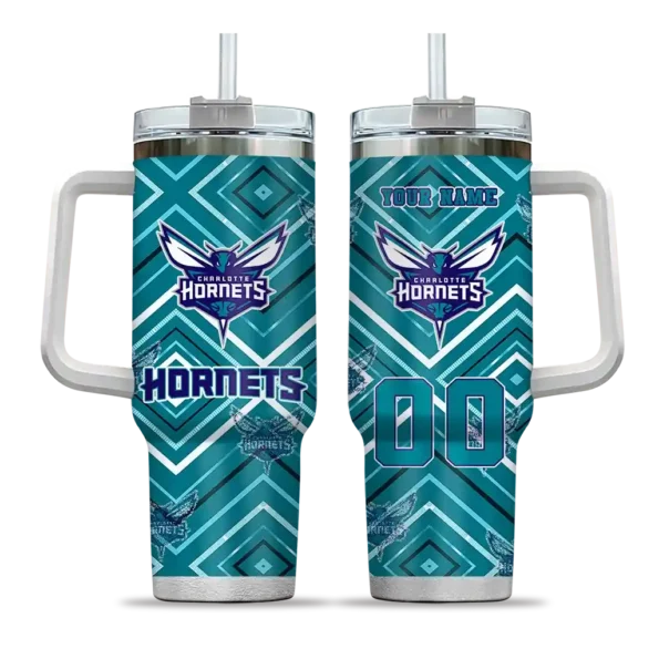 personalized charlotte hornets bold diamonds teal curved tumbler best selling 1.webp