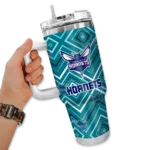 personalized charlotte hornets bold diamonds teal curved tumbler best selling 1.webp