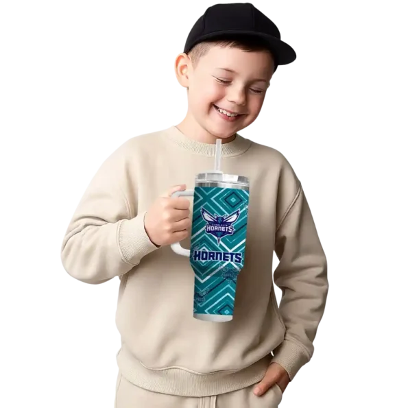 personalized charlotte hornets bold diamonds teal curved tumbler latest model 1.webp