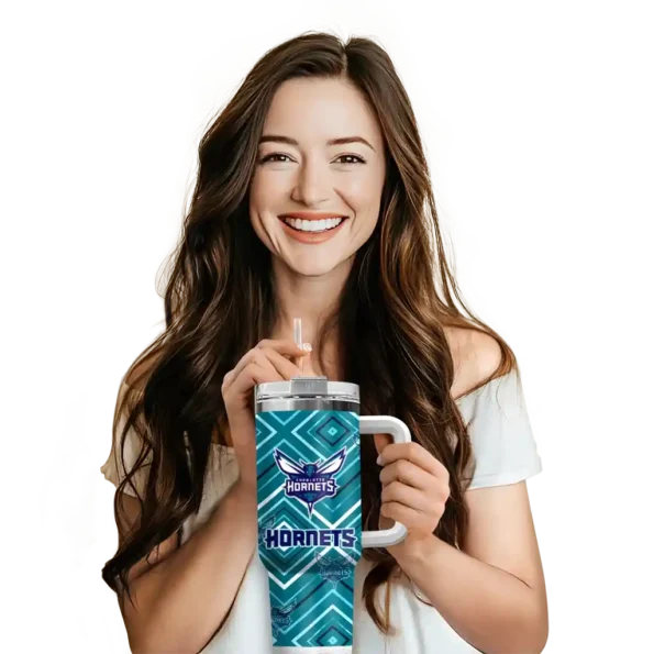 personalized charlotte hornets bold diamonds teal curved tumbler premium grade 1.webp