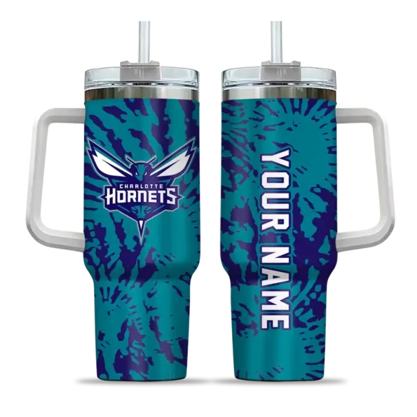 personalized charlotte hornets burst swirl teal curved tumbler best selling 1.webp