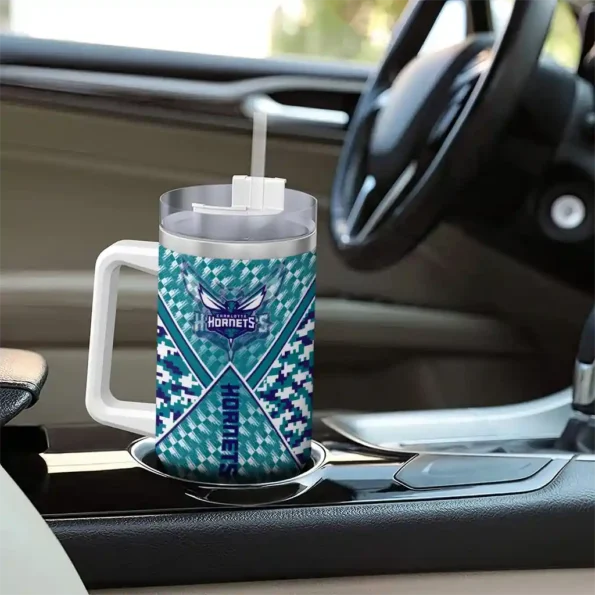 personalized charlotte hornets chevron angle teal curved tumbler trendy 1.webp