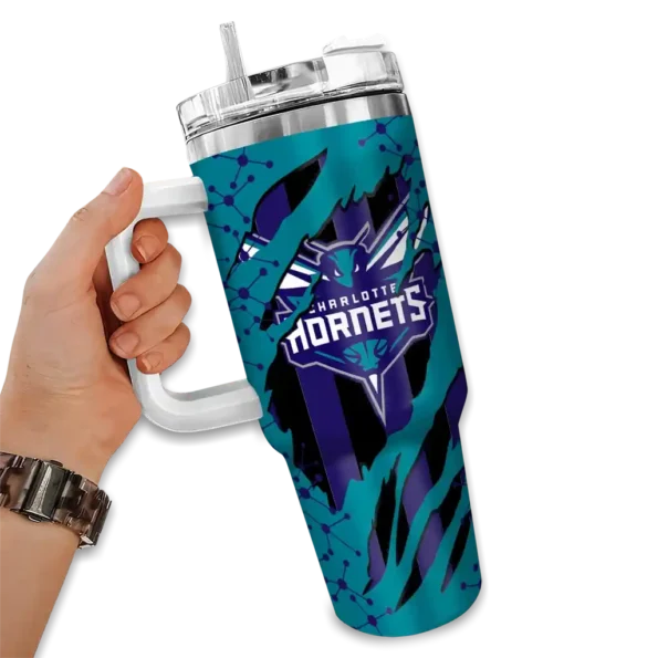 personalized charlotte hornets claw cut teal black curved tumbler fashion forward 1.webp