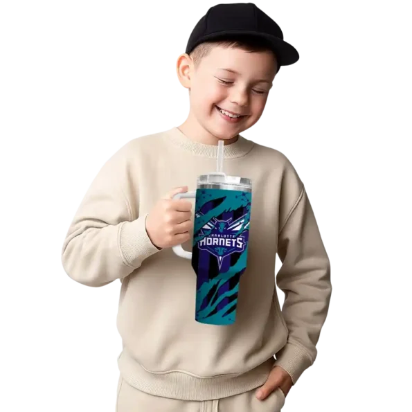 personalized charlotte hornets claw cut teal black curved tumbler latest model 1.webp